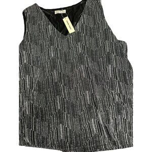 Agnes Orinda Women’s 4X Sleeveless Blouse Tank Top Black Silver Metallic NWT
